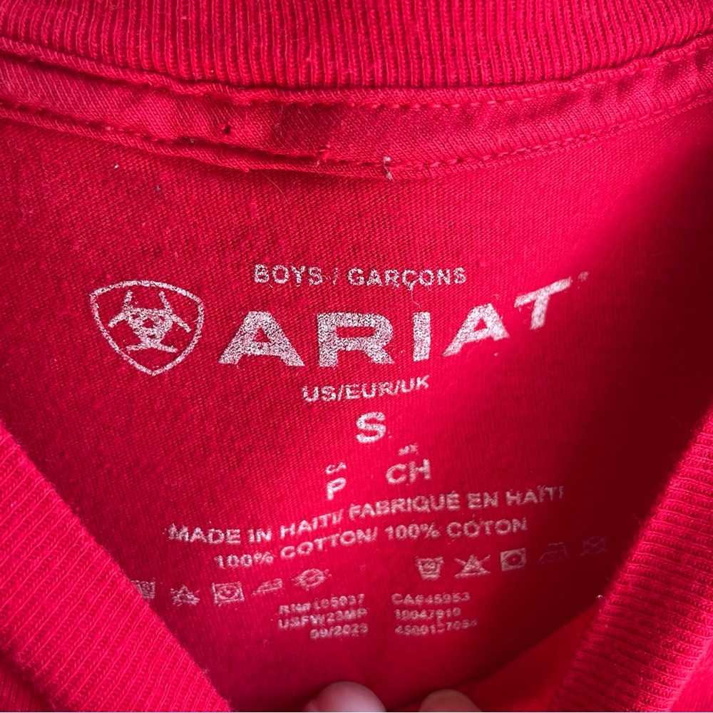 Boys Ariat Red Block Rodeo T Shirt Small - Picture 4 of 7